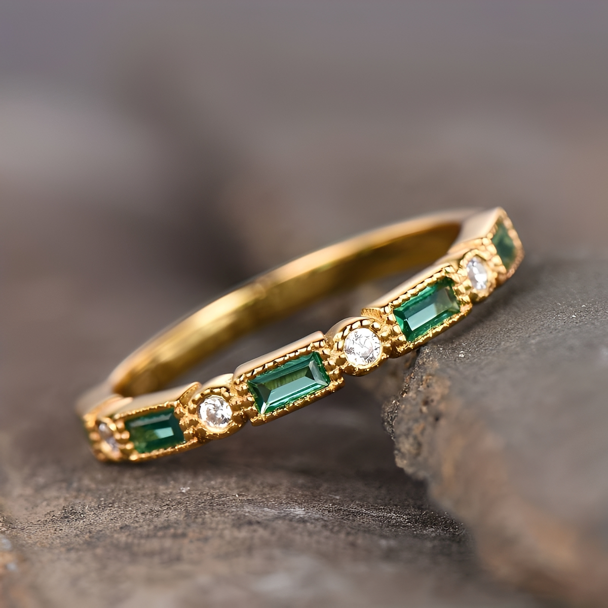 Women's Ring with Set Decorative Stone Accents