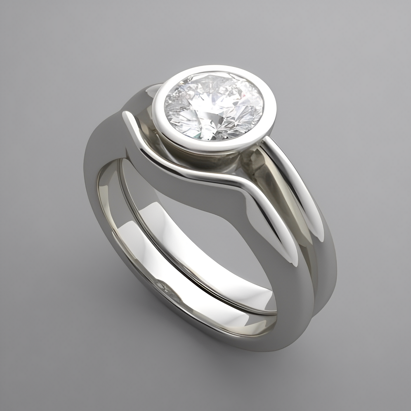 Aria – Vintage Silver Ring with Round White Crystal