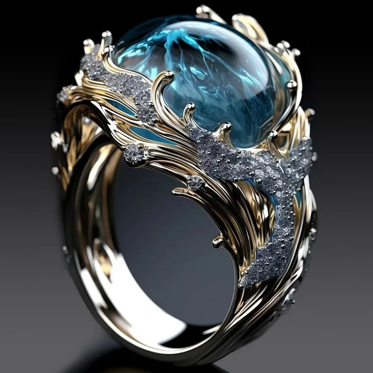Selena – Vintage ring with ocean crystal