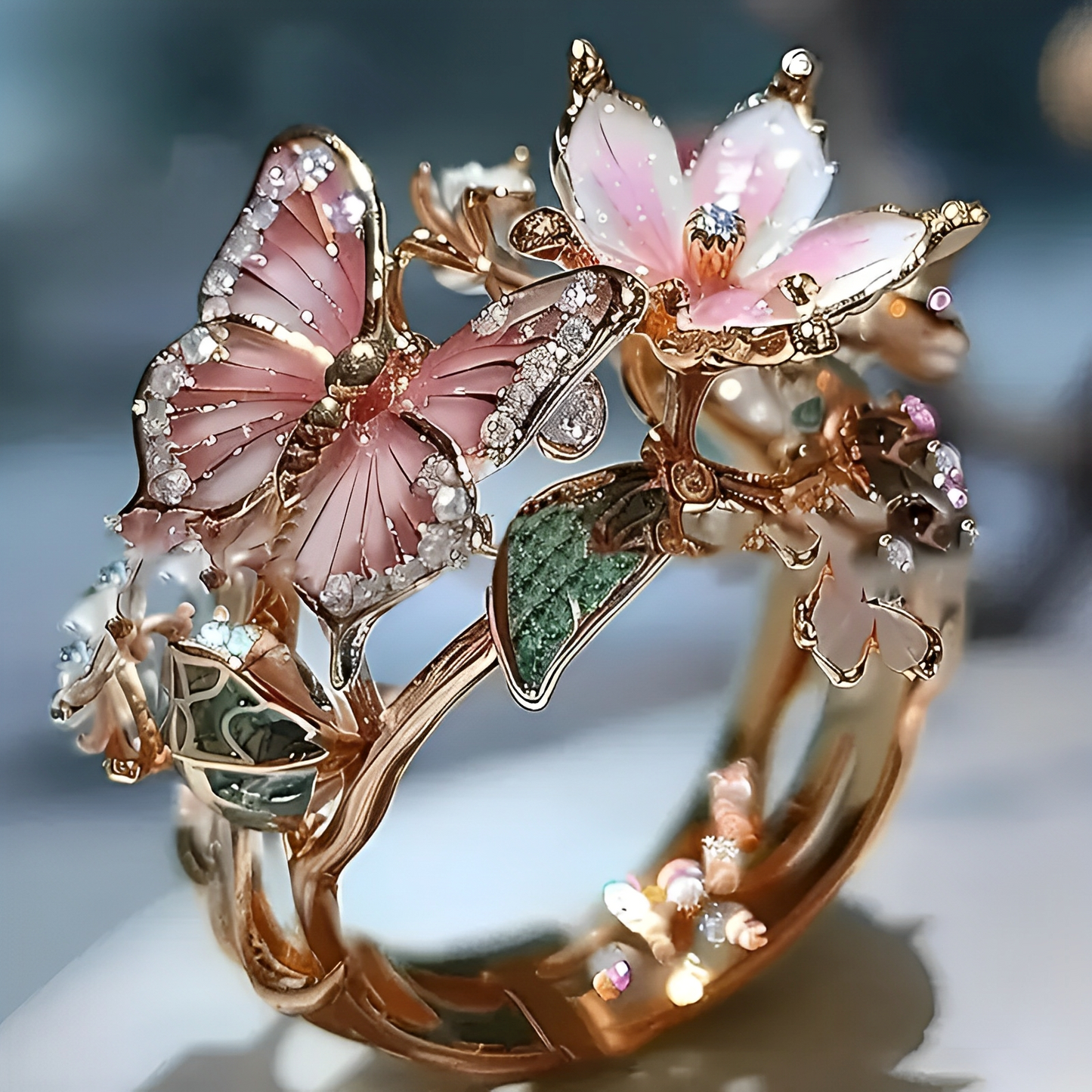 Meliora – Sparkling Butterfly Ring made of Zircon
