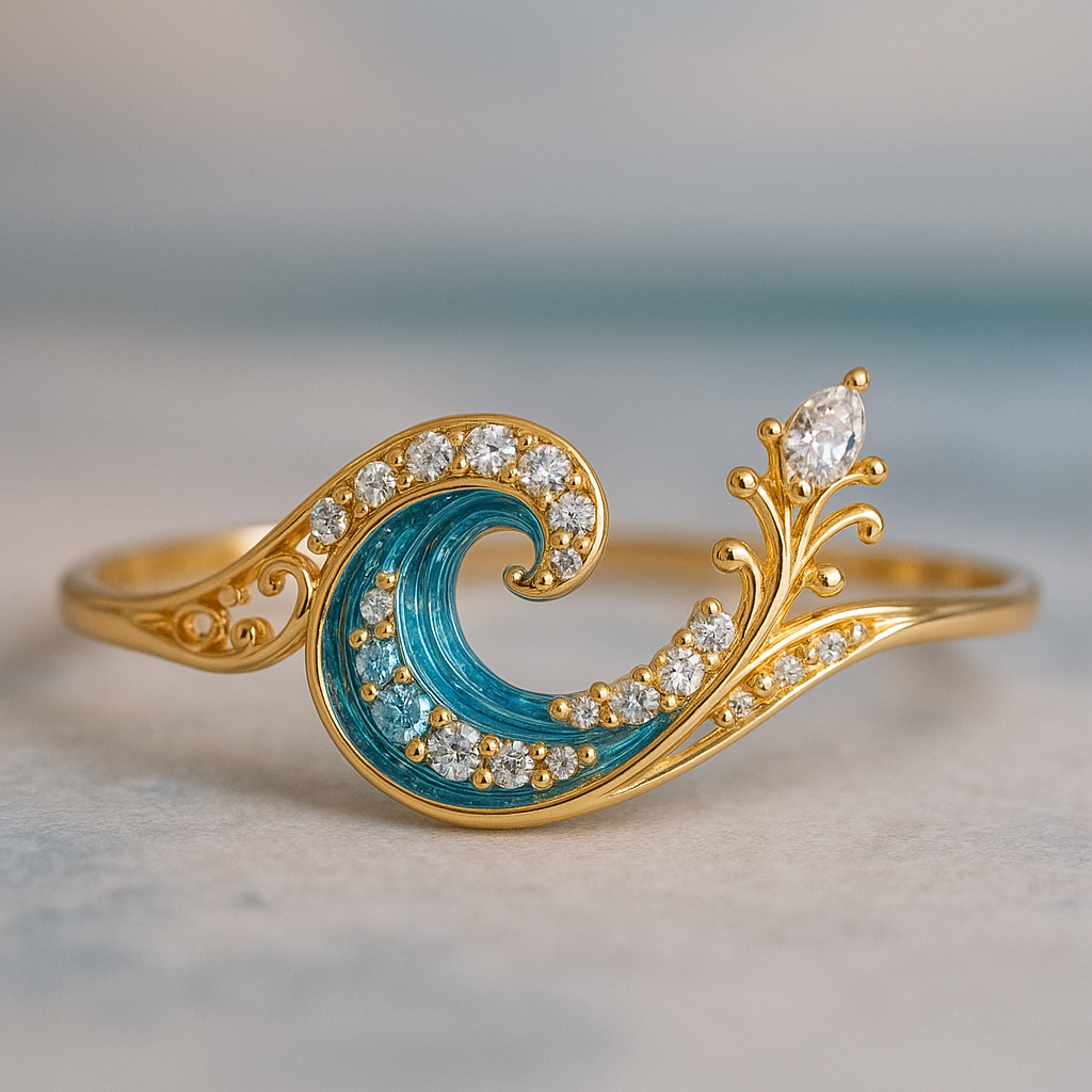 Oryll – Wave Ring with Ocean-Inspired Shine