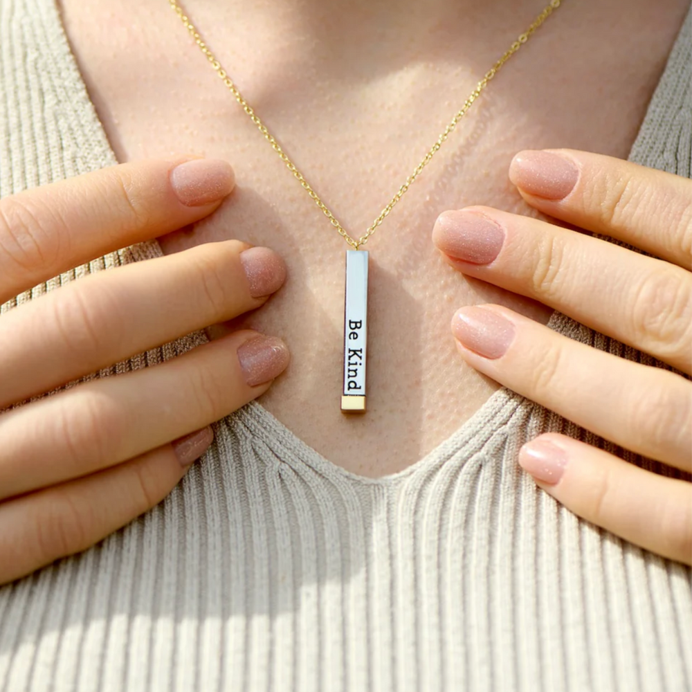 Women's Pendant Necklace with Engraved Be Kind Inscription