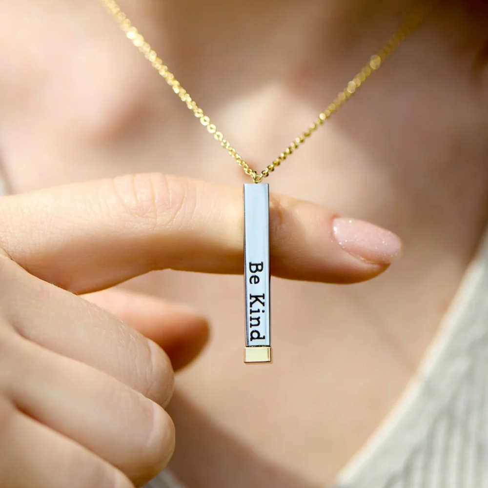 Women's Pendant Necklace with Engraved Be Kind Inscription