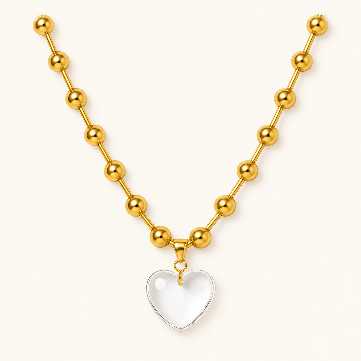 Women's Necklace with Heart Pendant and Ball Chain