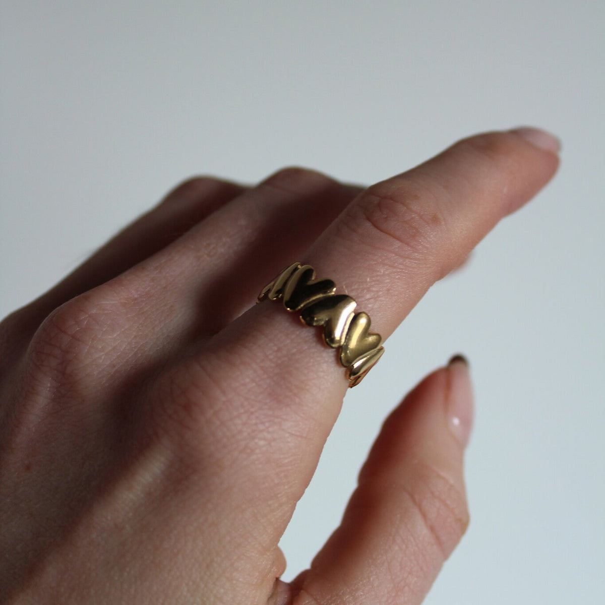 Women’s Adjustable Wide Ring with Overlapping Leaf Design