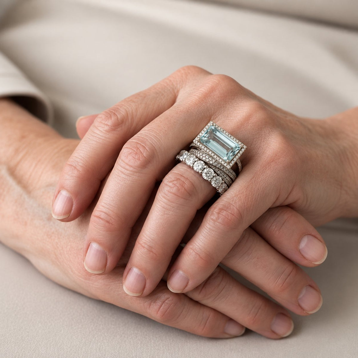 Women's Stackable Ring Set with Decorative Stone Accents