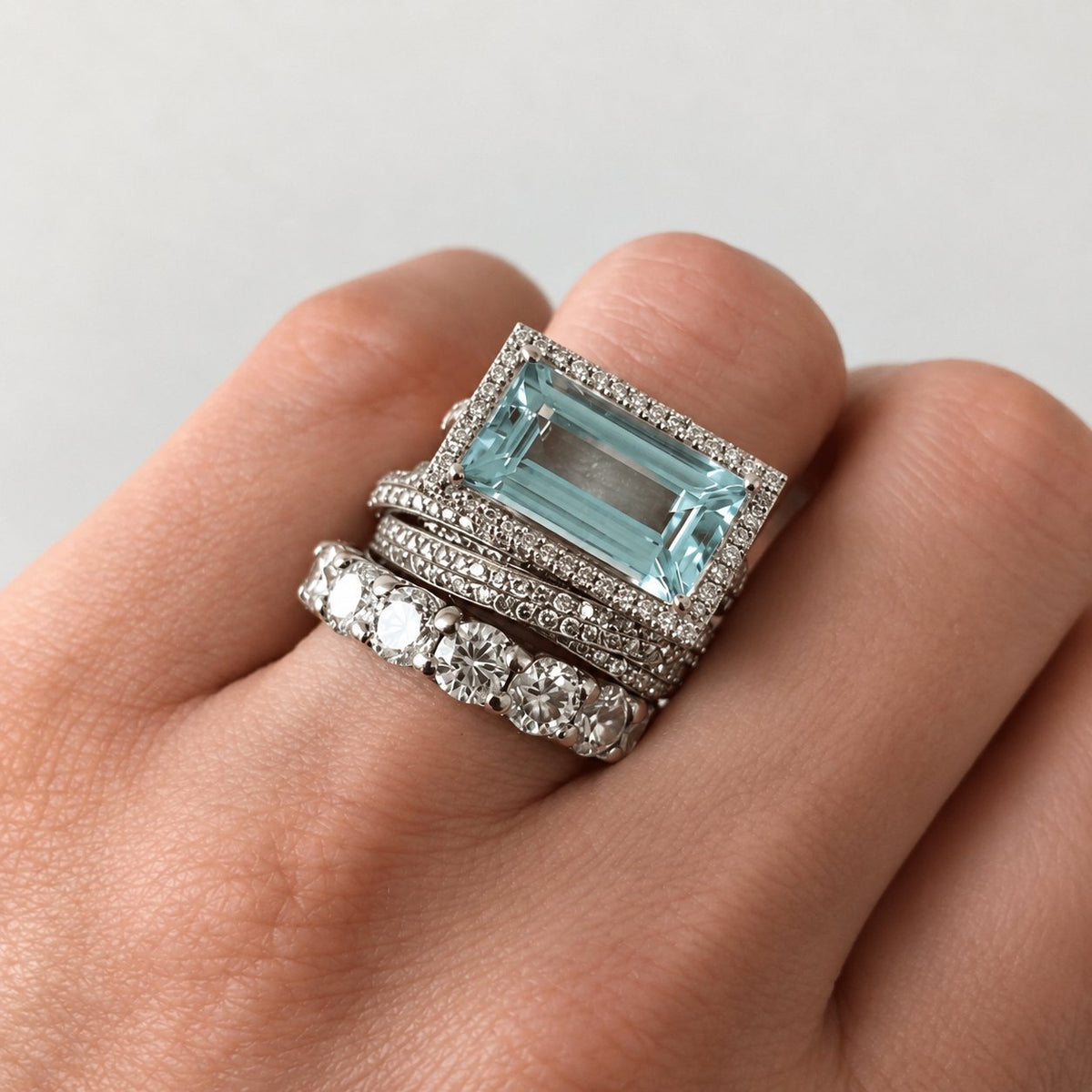Women's Stackable Ring Set with Decorative Stone Accents