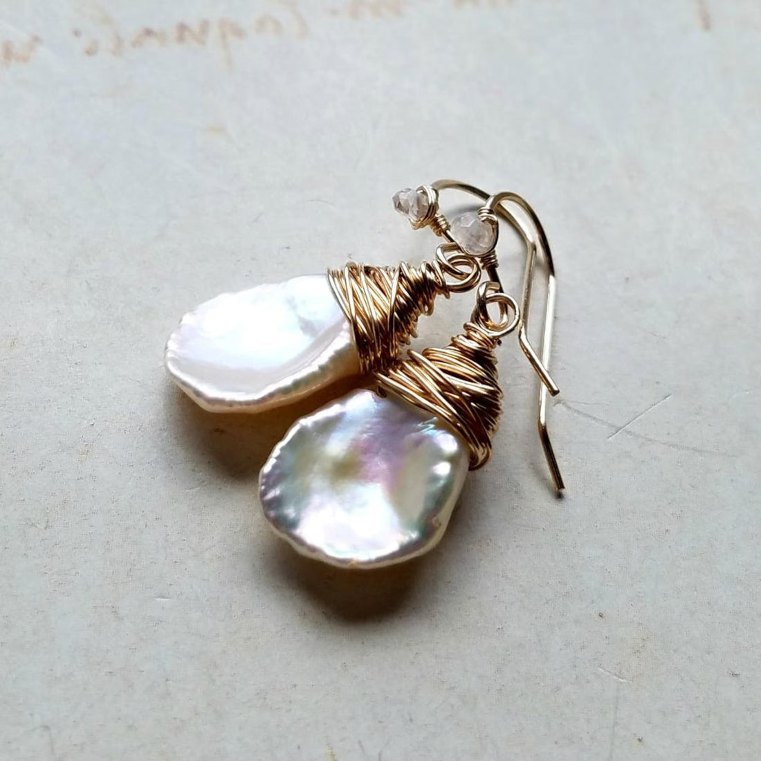 Women’s Drop Earrings with Organically Shaped Drop Pendants and Wire Wrapping