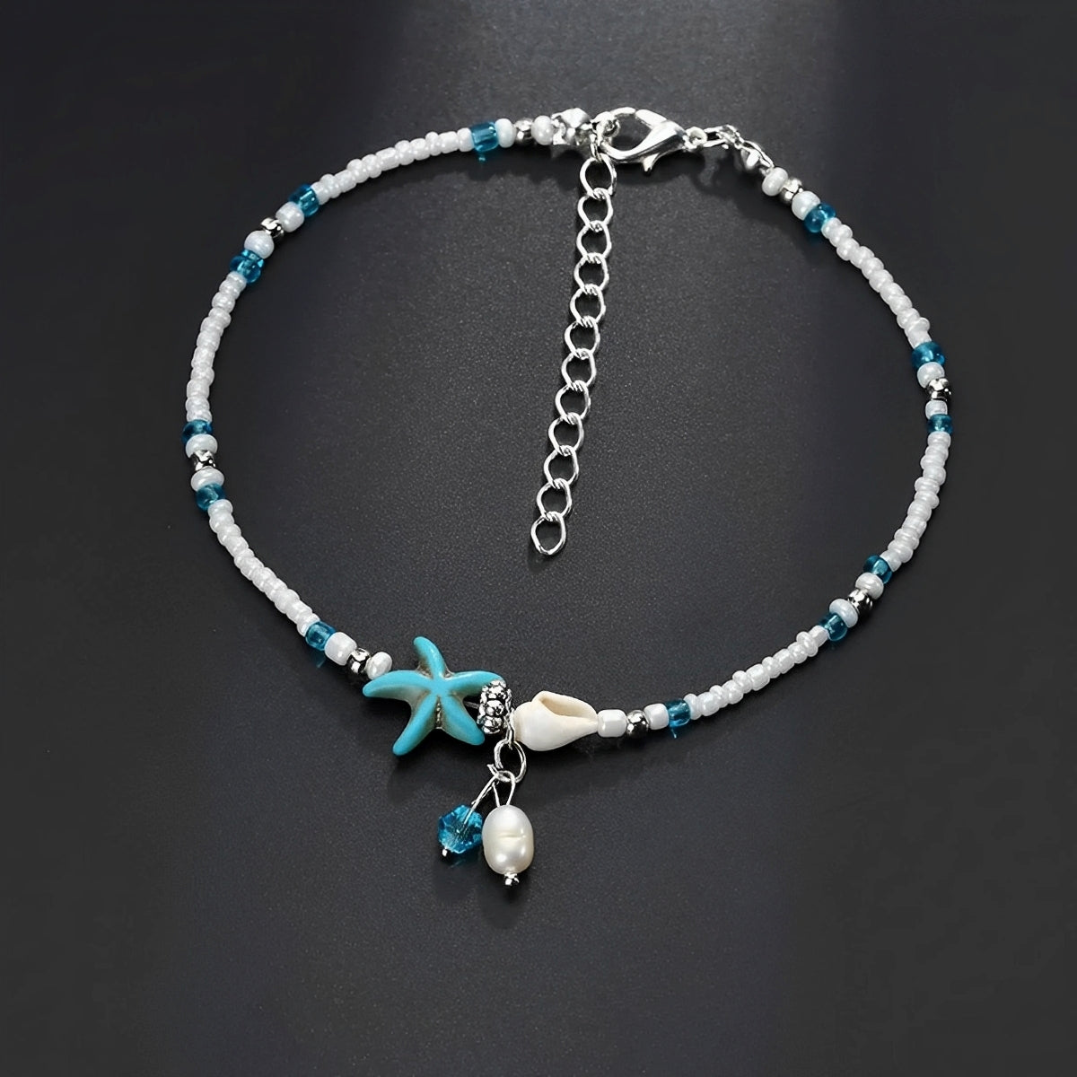 Isla – Ankle Bracelet with Star, Shell and Natural Stones