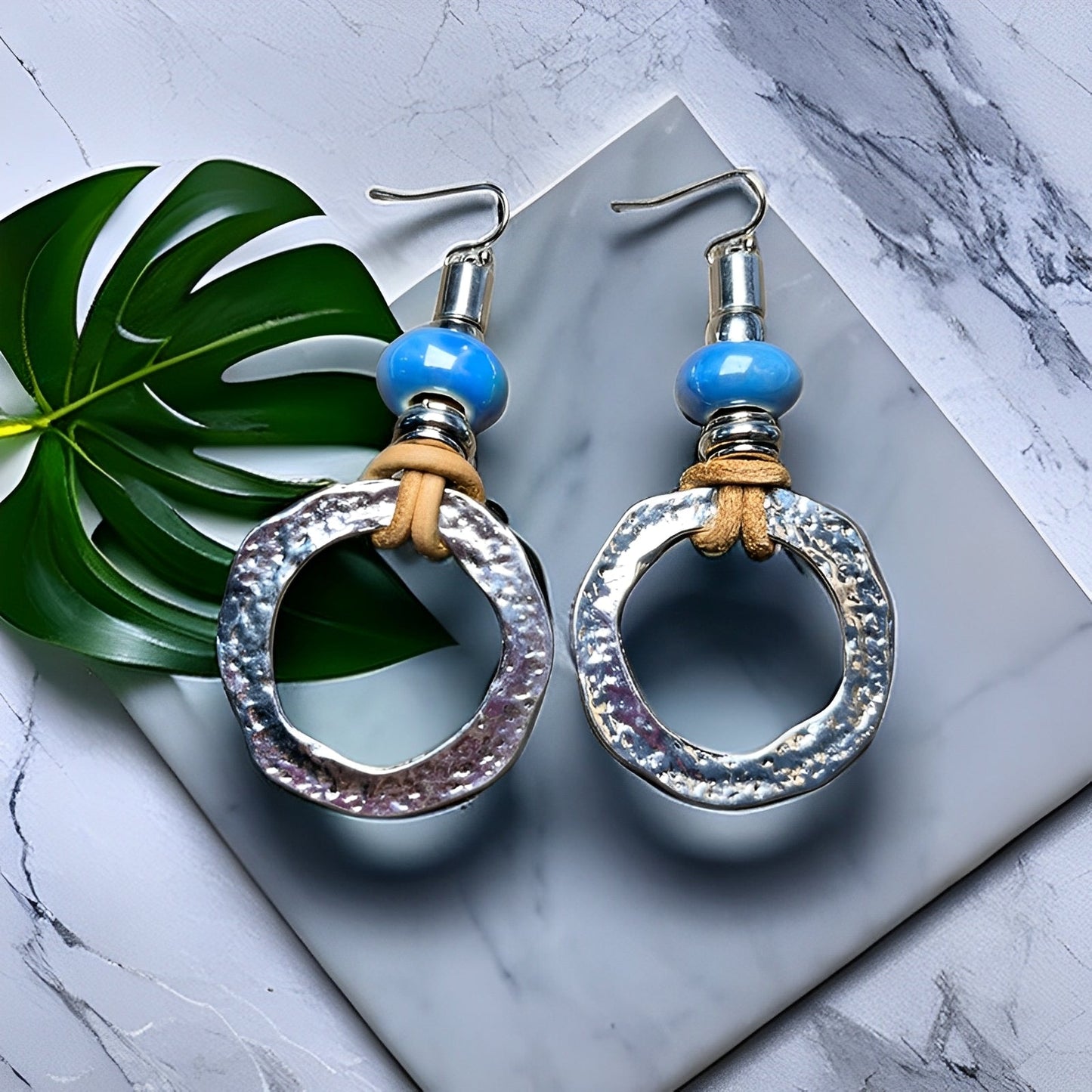 Mira – Silver Round Earrings in Boho Vintage Look