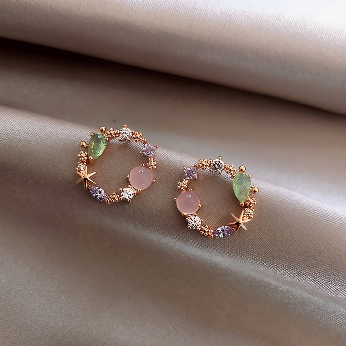 Florina – Flower Earrings made of Crystal and Rose Gold