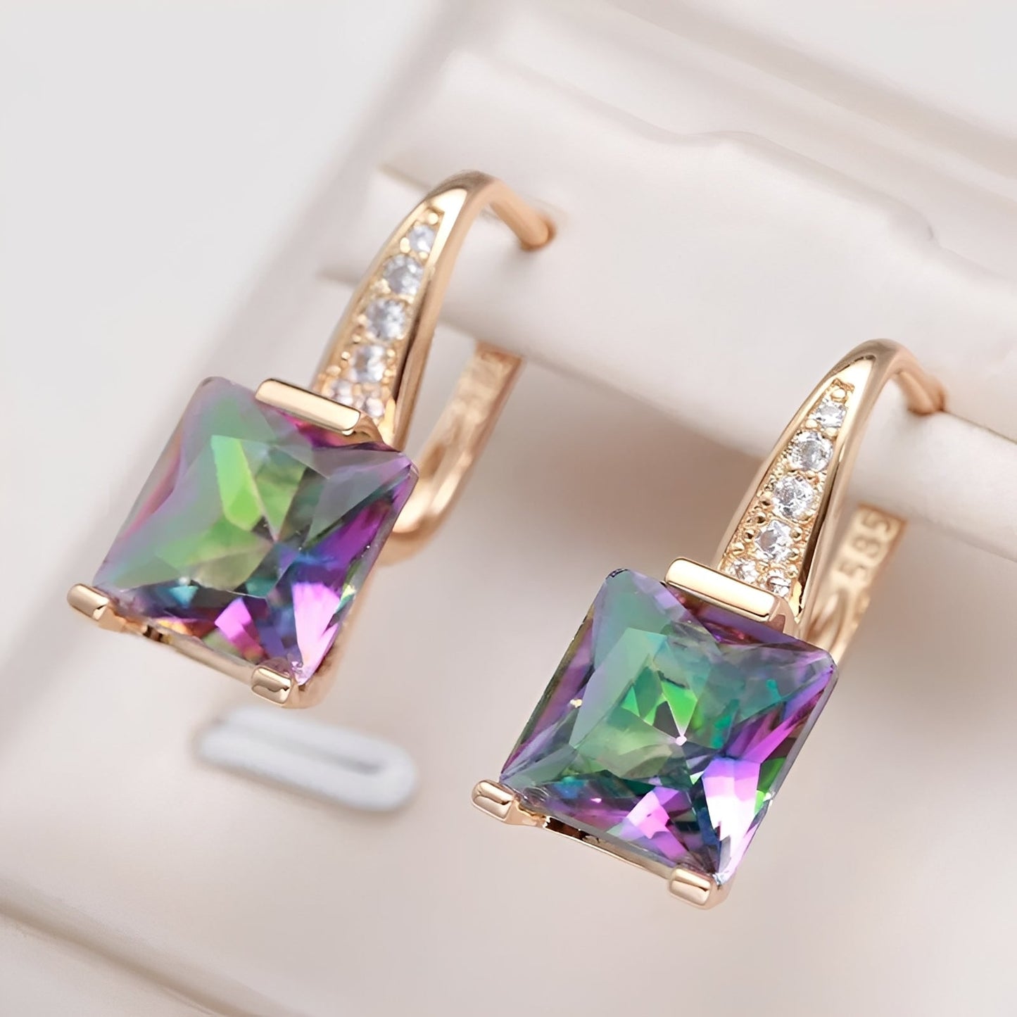 Celina – Hoop Earrings in Gold with Colorful Zirconia