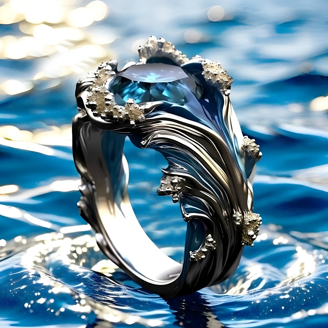 Jessa – Vintage Ring with Ocean Wave Detail
