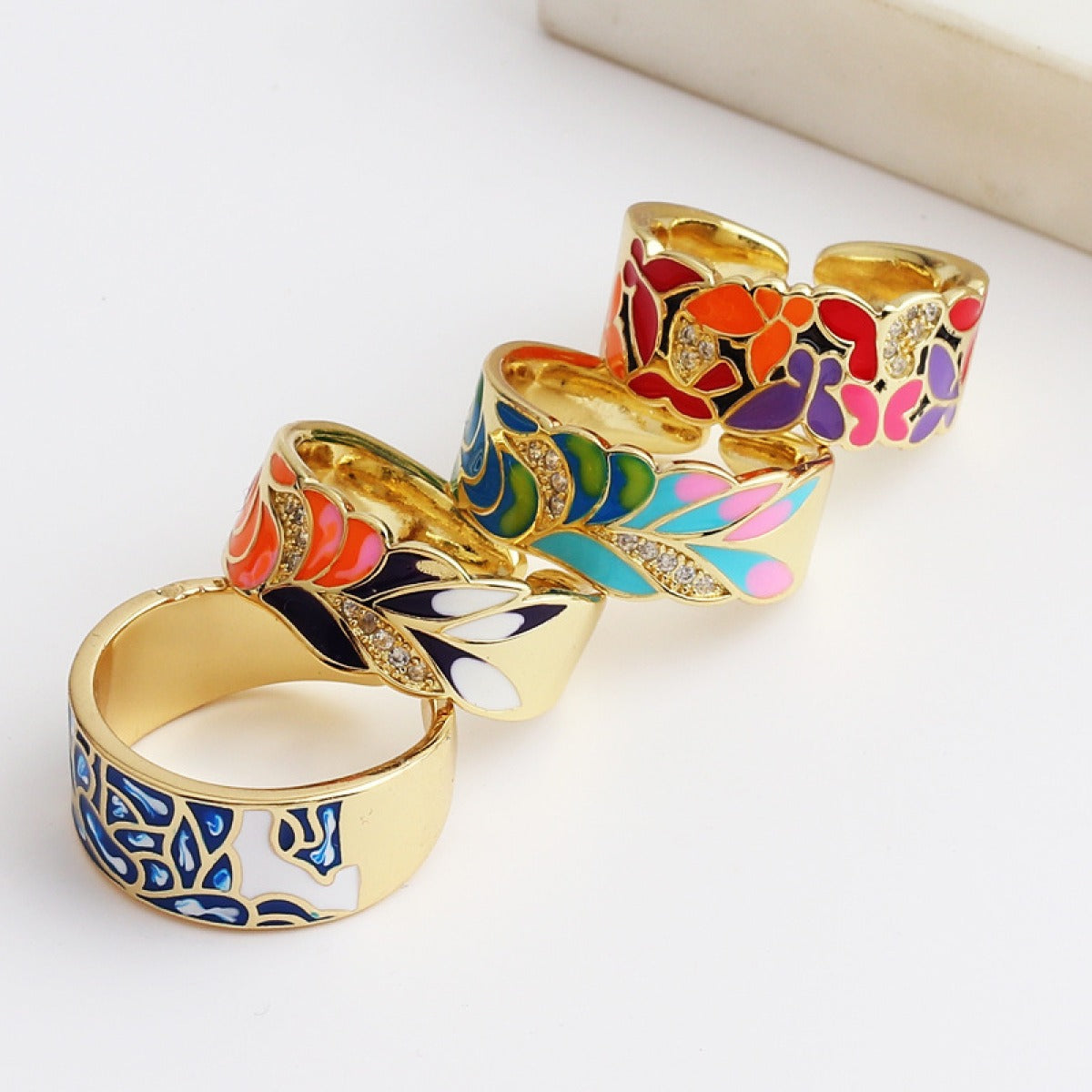 Kamille – Ring Camille Large Blue Leaf Pattern