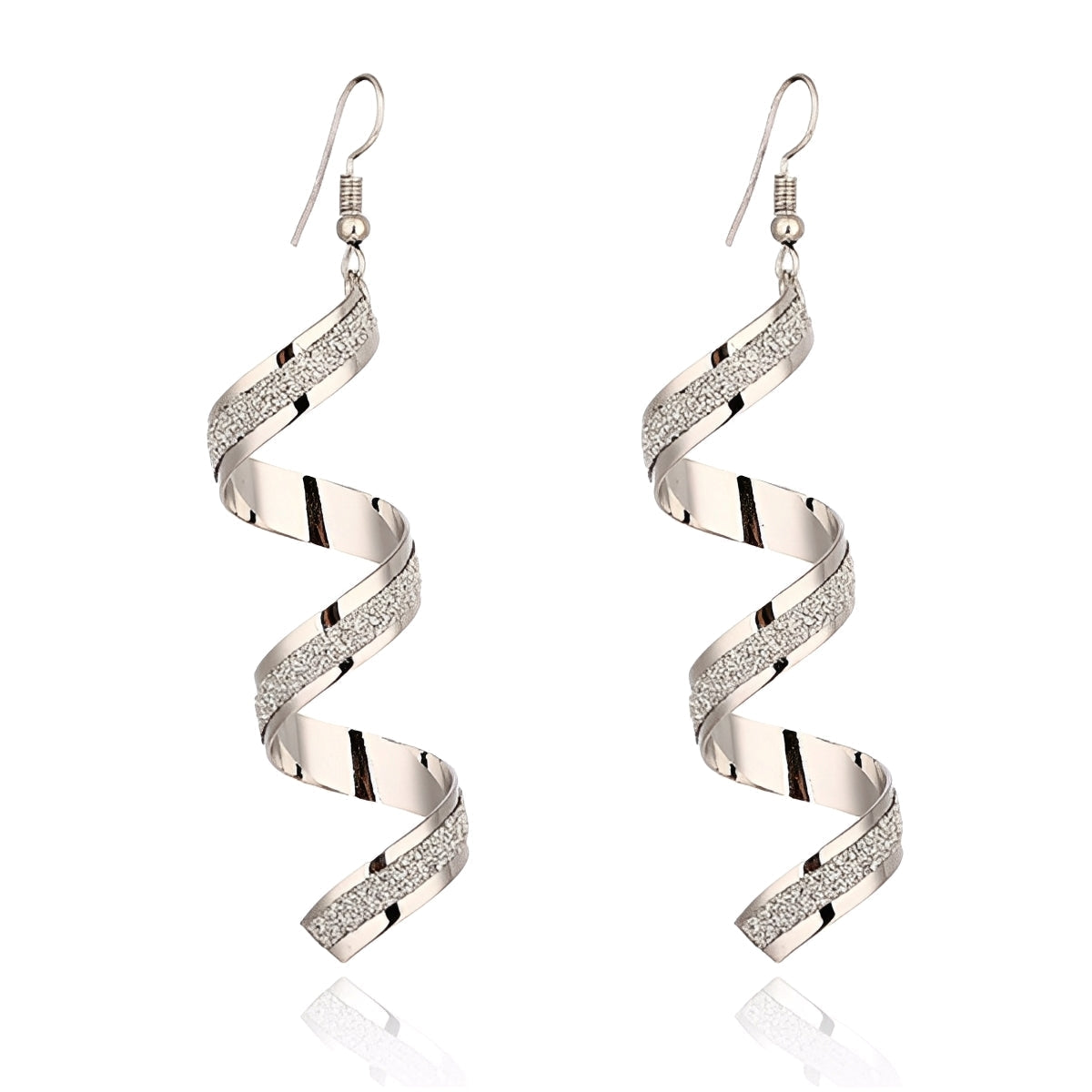 Jia – Sparkling Silver Spiral Earrings