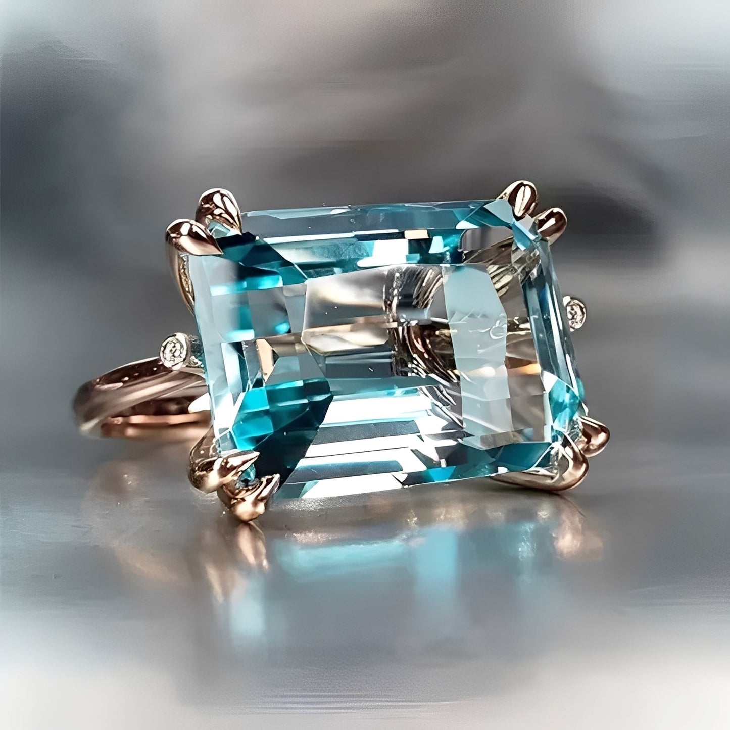 Nadine – Traditional Gold Ring with Blue Zircon
