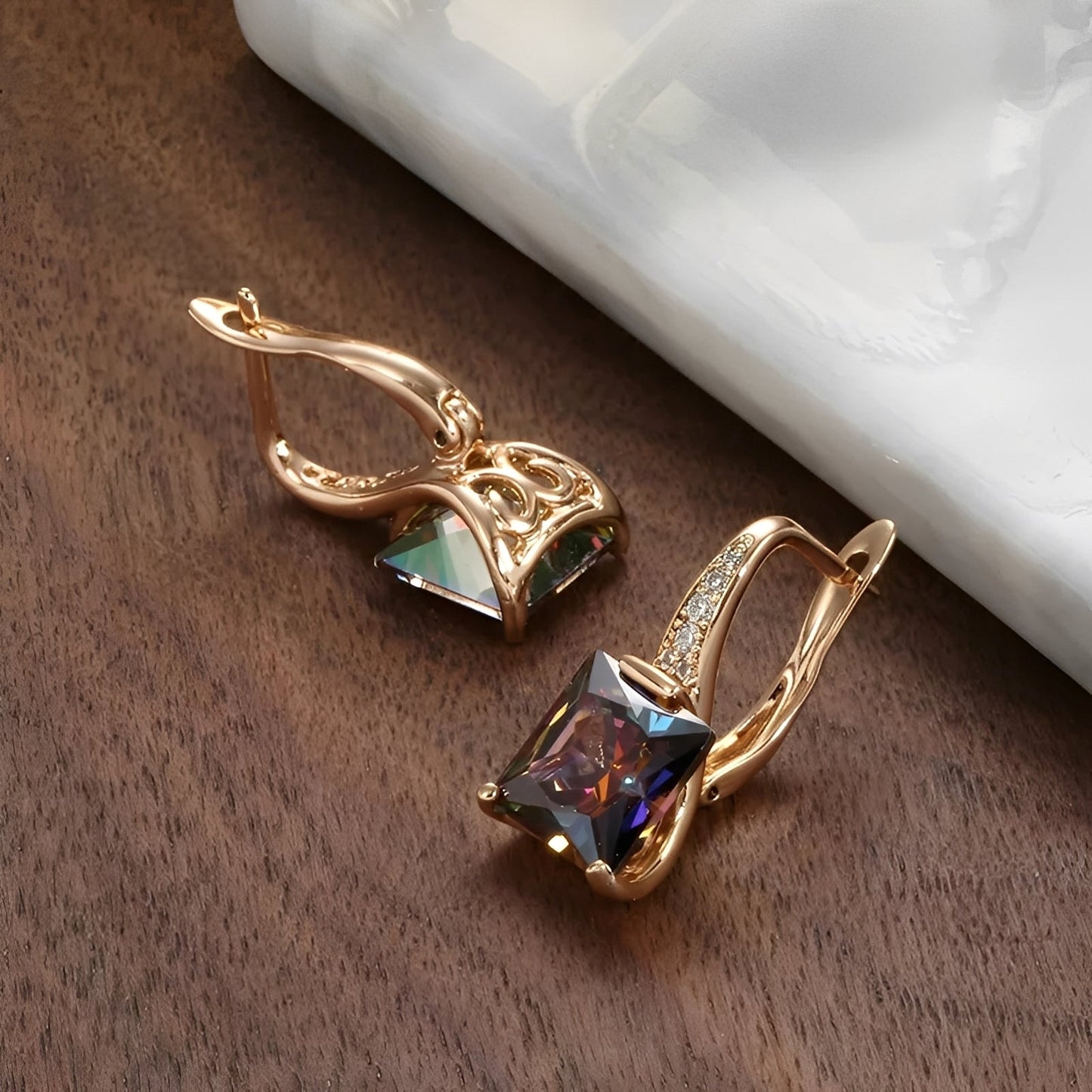 Celina – Hoop Earrings in Gold with Colorful Zirconia