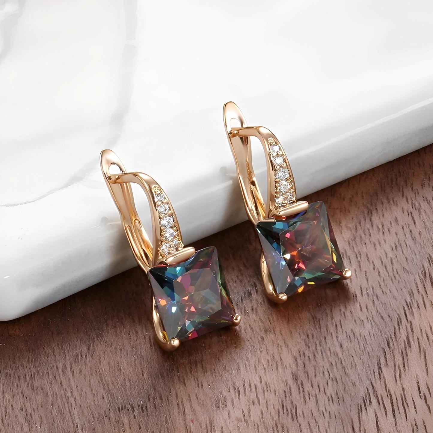Celina – Hoop Earrings in Gold with Colorful Zirconia
