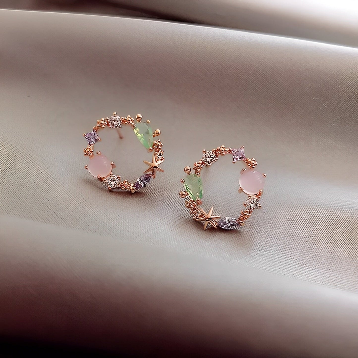 Florina – Flower Earrings made of Crystal and Rose Gold