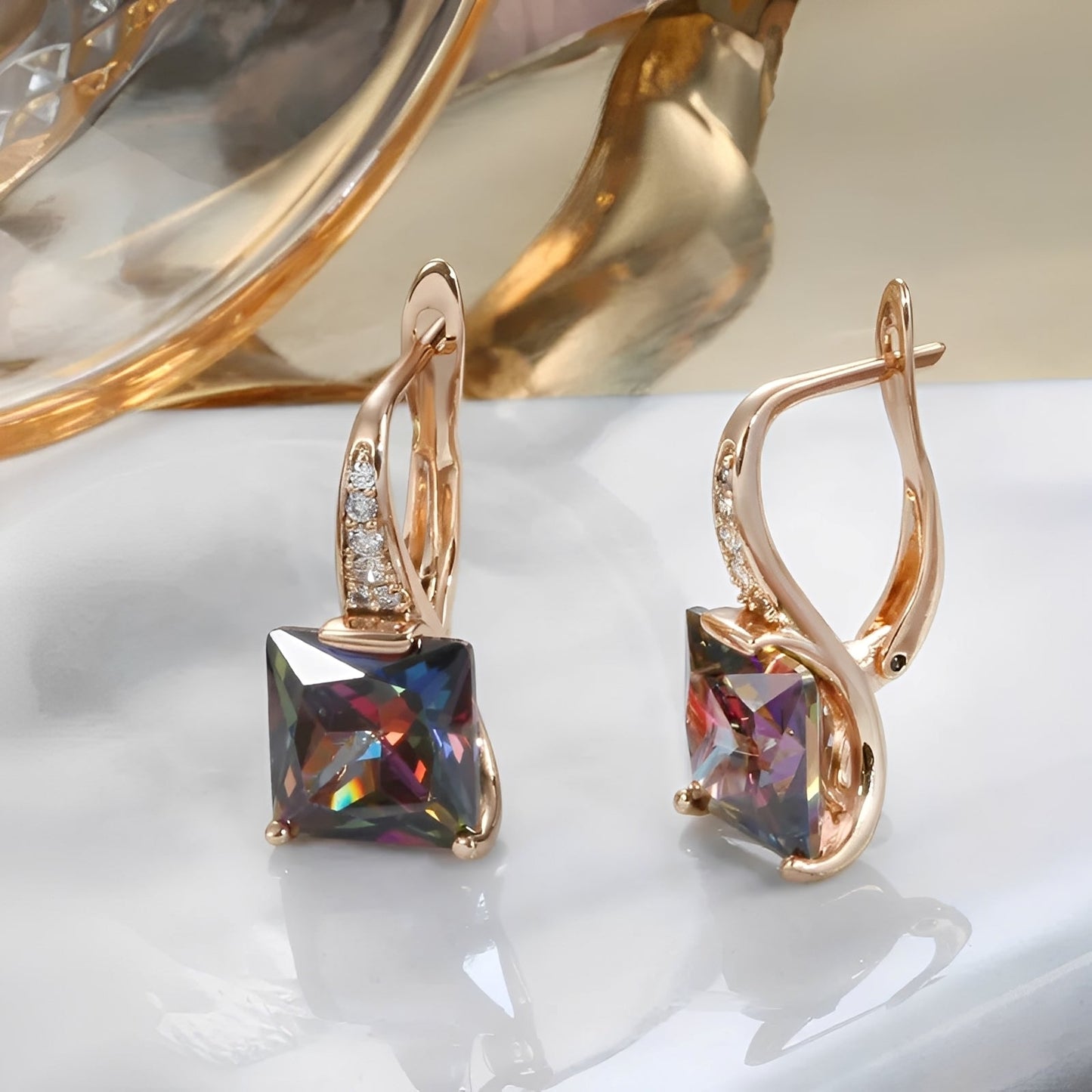 Celina – Hoop Earrings in Gold with Colorful Zirconia