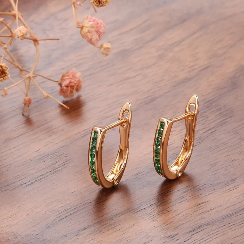 Christine – Gold earrings with emerald and diamond