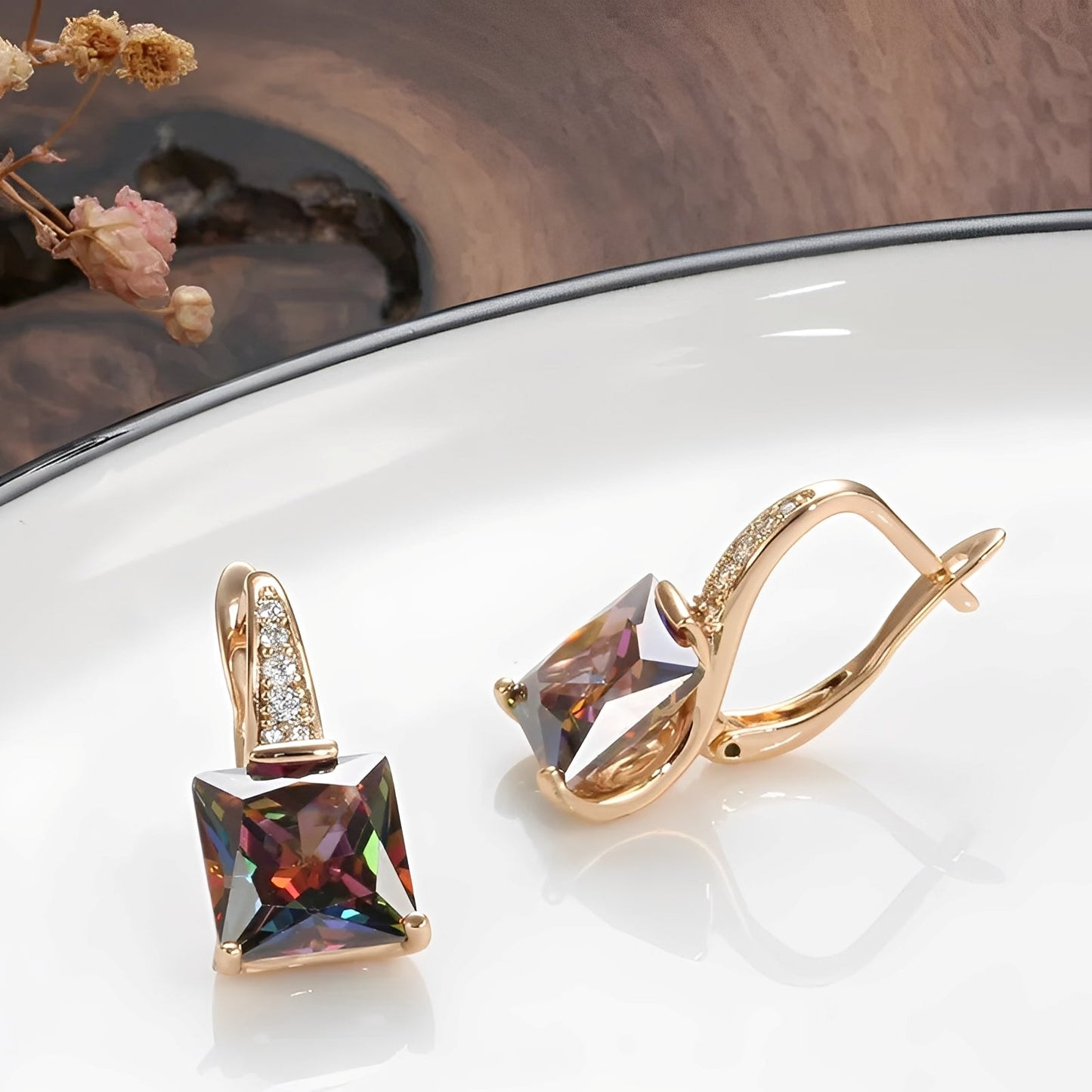 Celina – Hoop Earrings in Gold with Colorful Zirconia