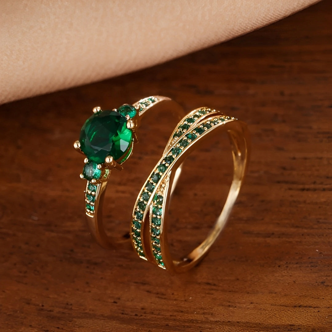 Ivy – Ring Set with Green Details