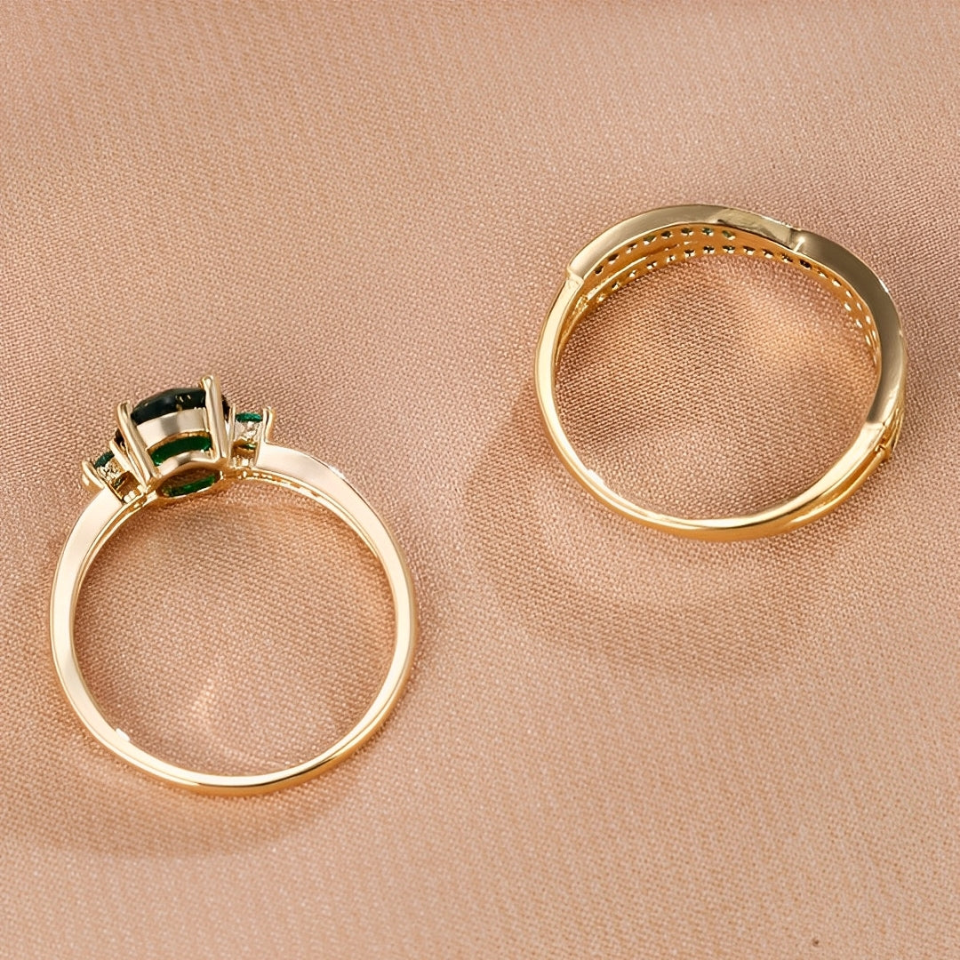 Ivy – Ring Set with Green Details