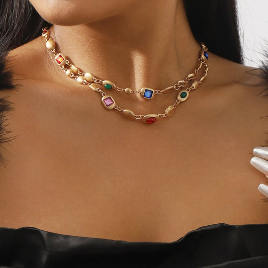 Aileen – Necklace double-stranded colorful pearls