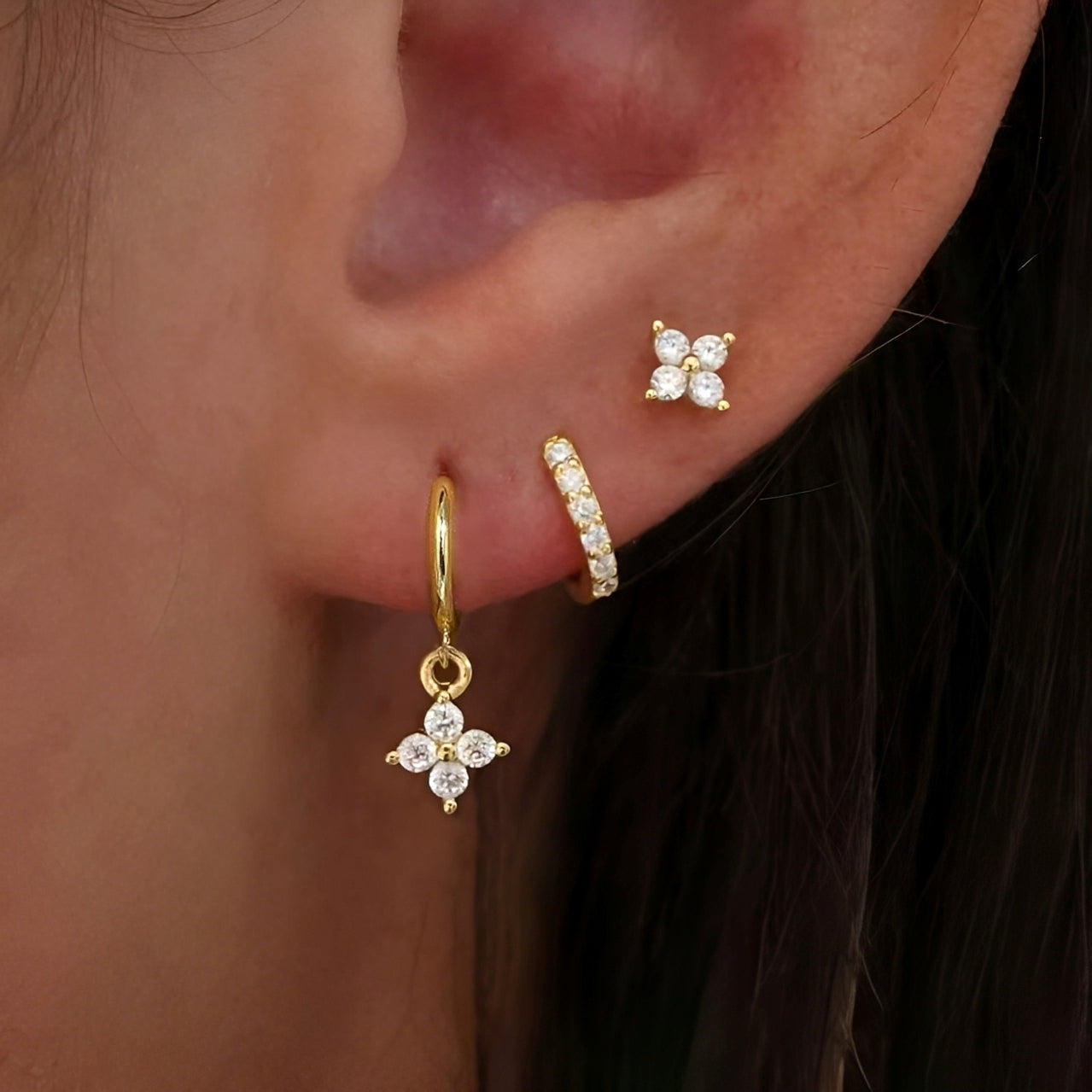 Selena – Earring Set with Clip and Zirconia