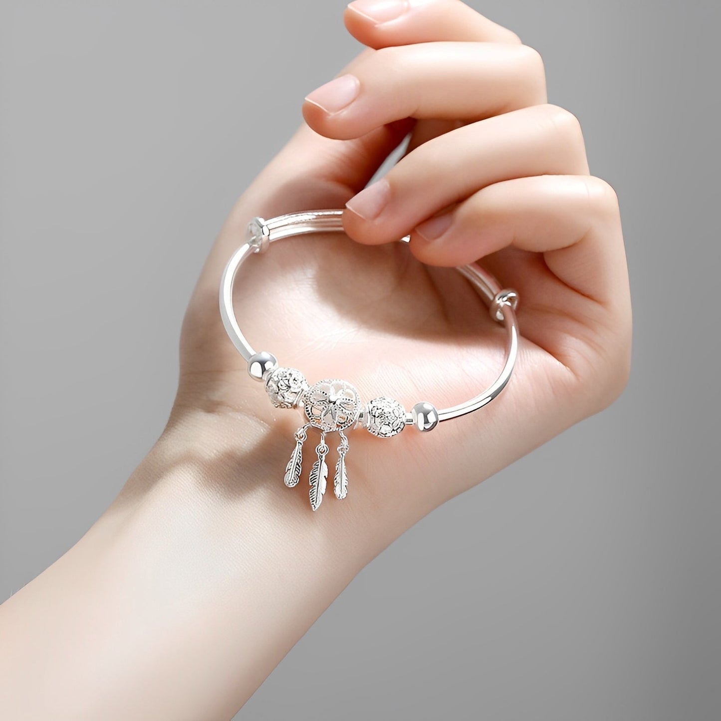 Aiyana – Adjustable Dreamcatcher Bracelet Made of 925 Silver