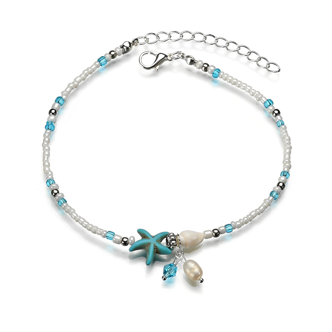 Isla – Ankle Bracelet with Star, Shell and Natural Stones