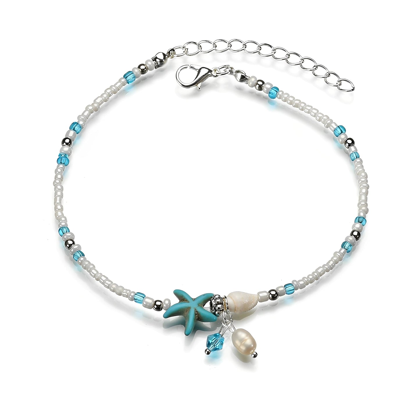 Isla – Ankle Bracelet with Star, Shell and Natural Stones