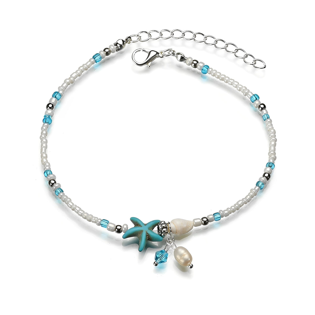 Isla – Ankle Bracelet with Star, Shell and Natural Stones