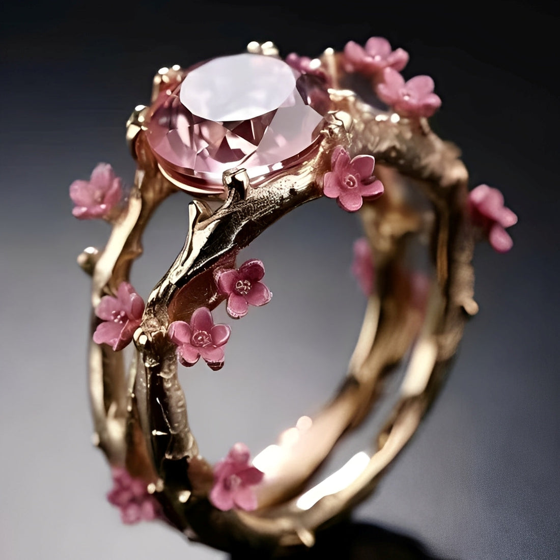 Elina – Enchanted Ring with Pink Detail and Flower