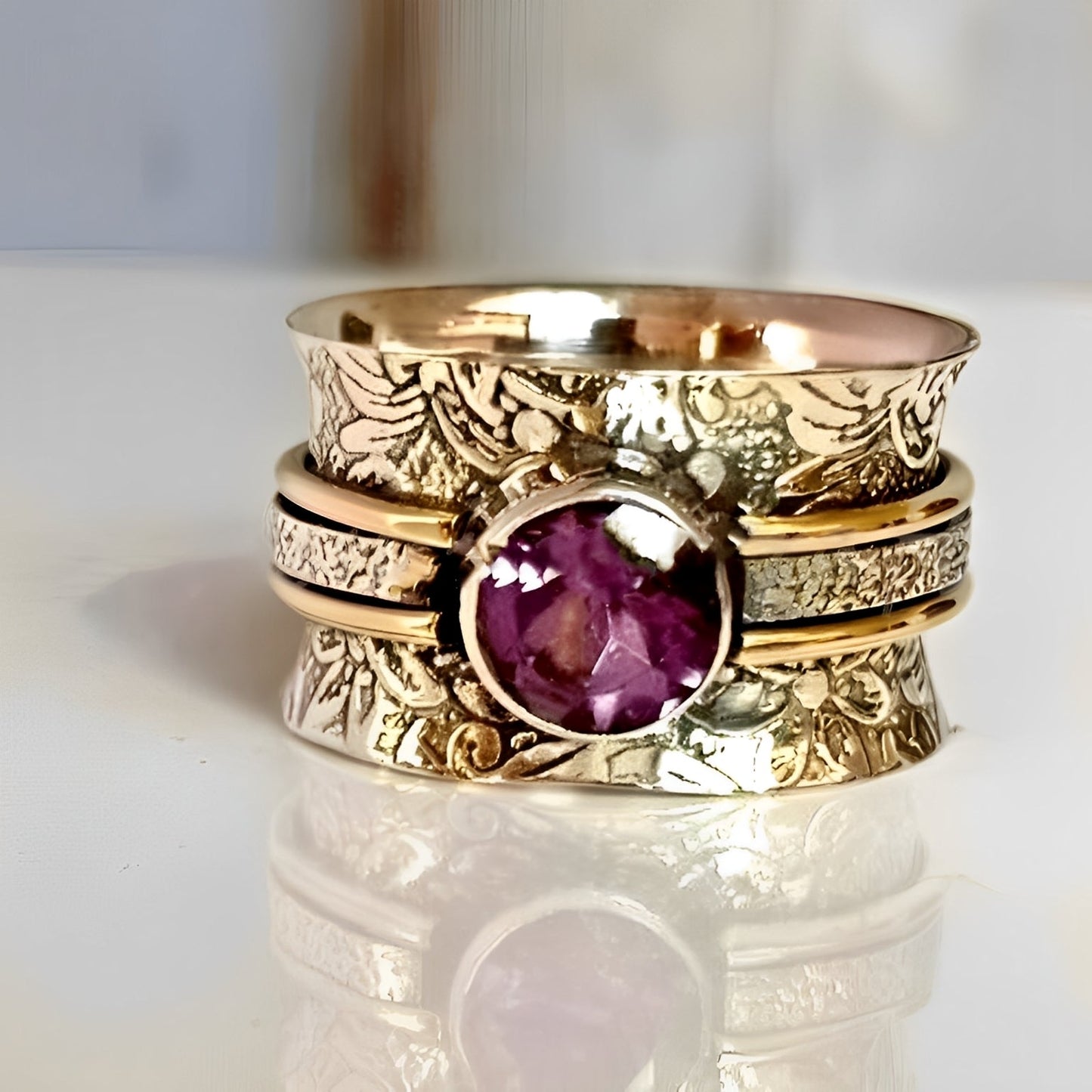 Elanya – Boho Meditation Ring with Crystal