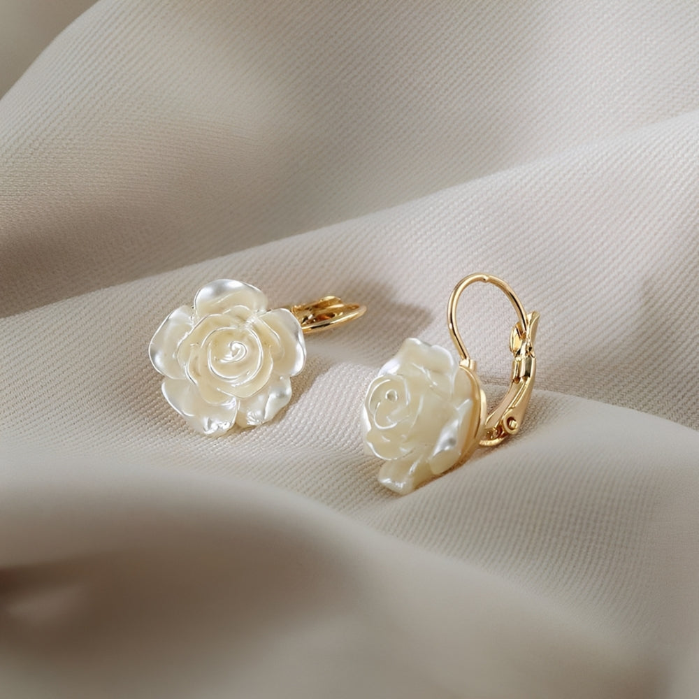 Women Earrings with Rose Design - Pair