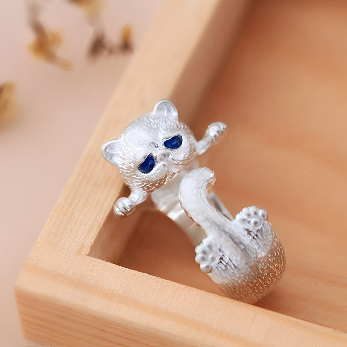 Louna – Elegant Cat Ring made of 925 Silver