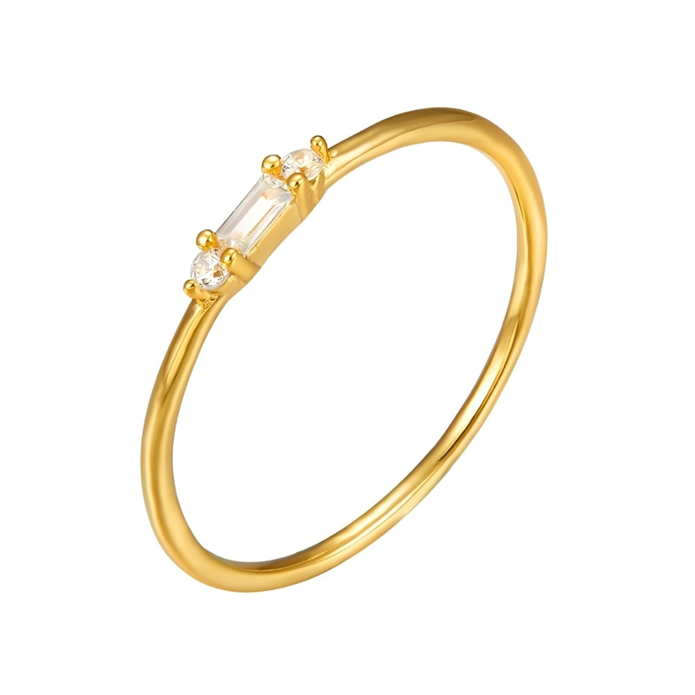Small Baguette - Delicate Round CZ Ring