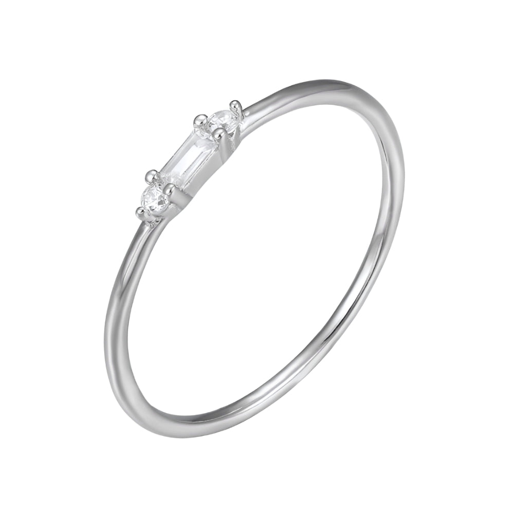 Small Baguette - Delicate Round CZ Ring