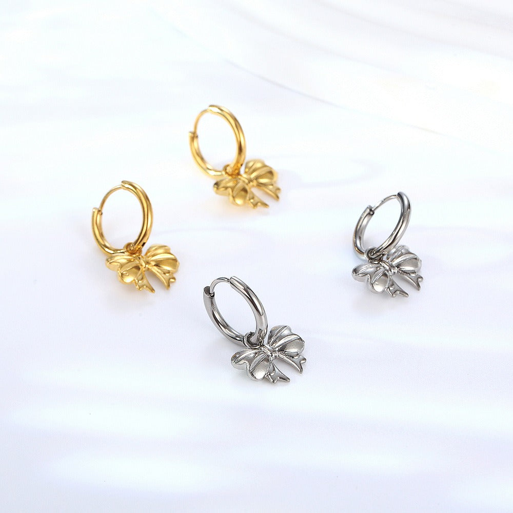 Carla – Hoop Bow Earrings Gold Plated
