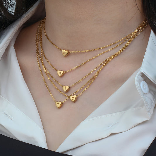 Amora – Heart Initials Necklace in Gold
