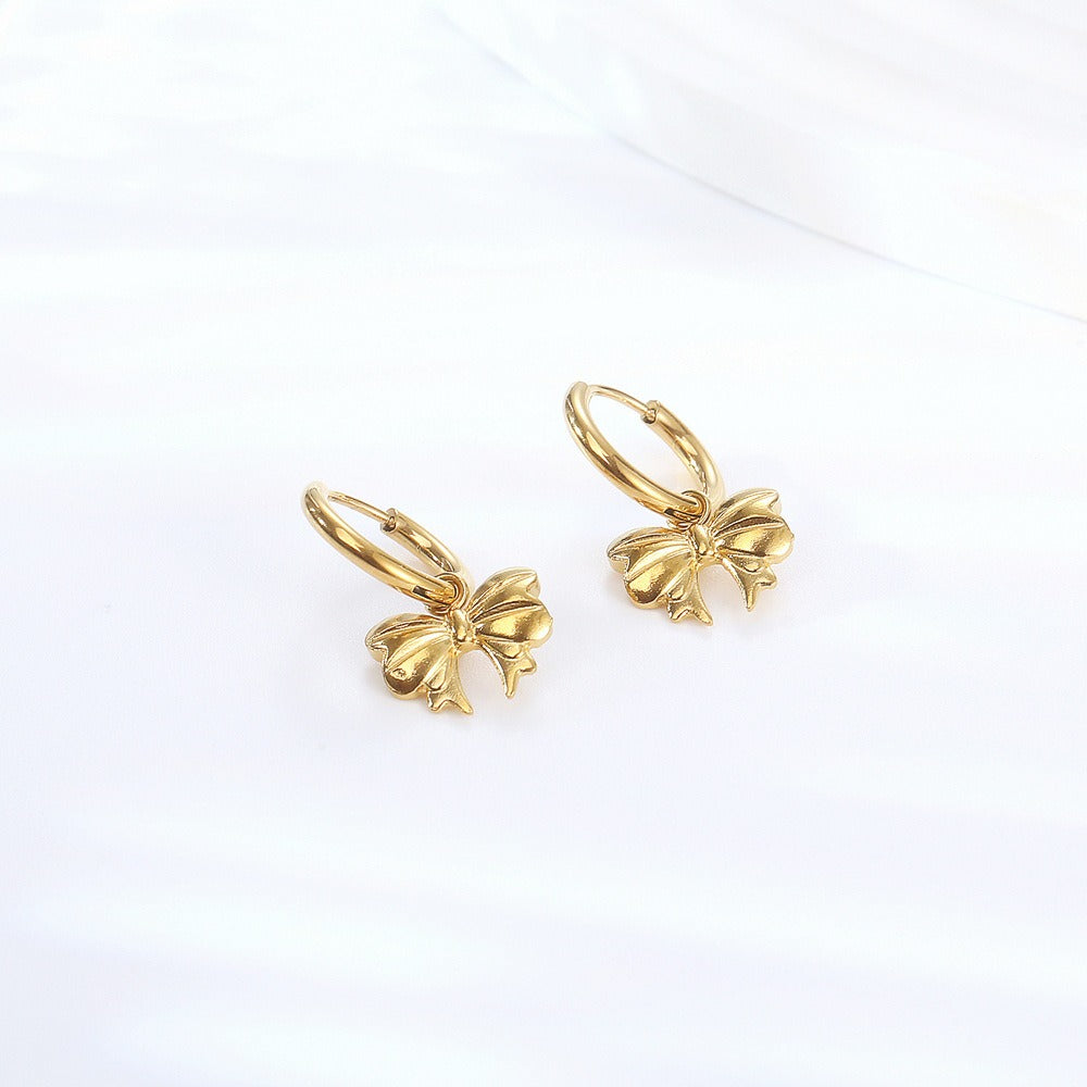 Carla – Hoop Bow Earrings Gold Plated