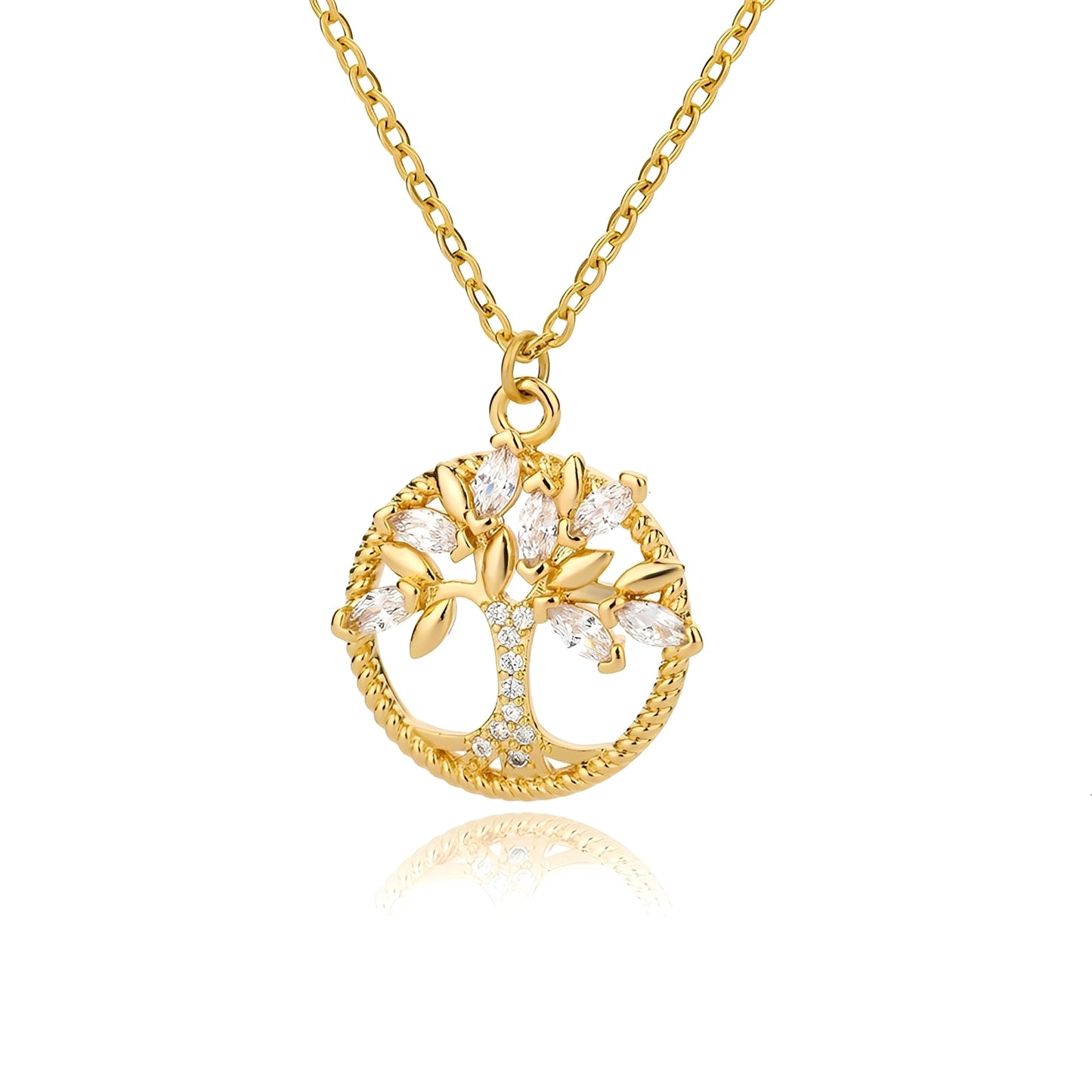 Toshi – Tree of life chain made of gold with zirconia