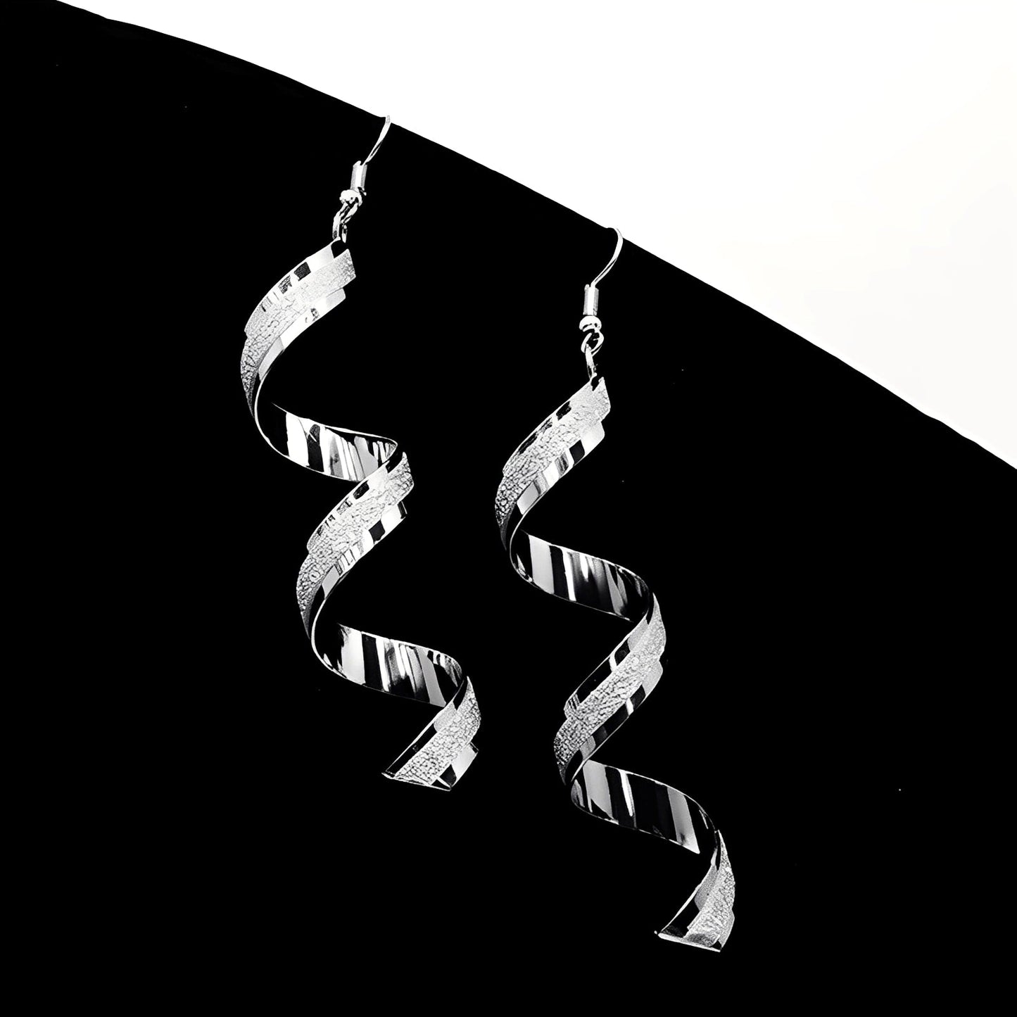 Jia – Sparkling Silver Spiral Earrings