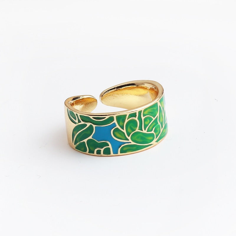 Kamille – Ring Camille Large Blue Leaf Pattern