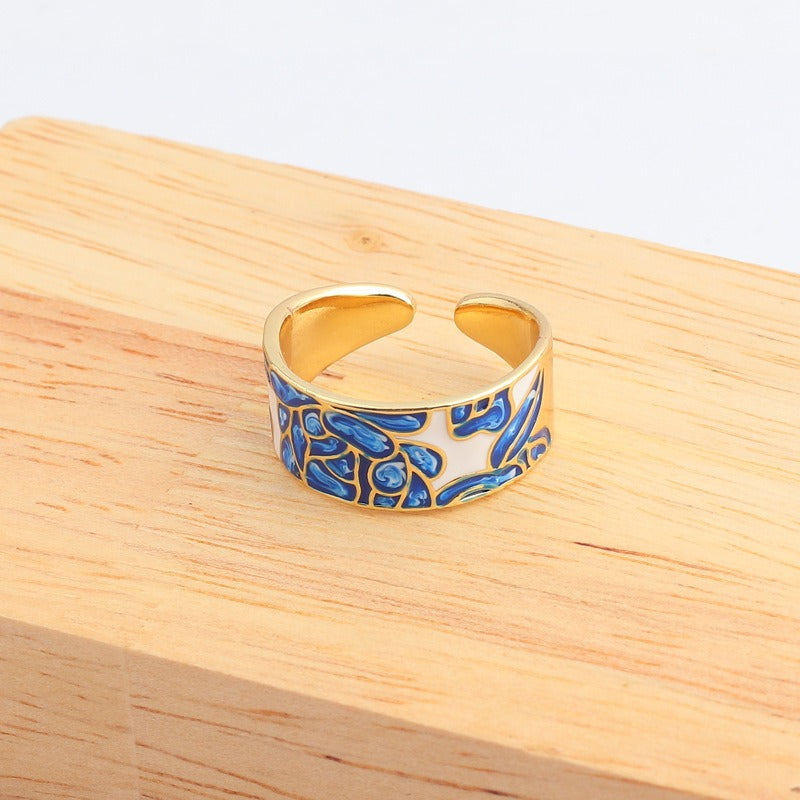 Kamille – Ring Camille Large Blue Leaf Pattern