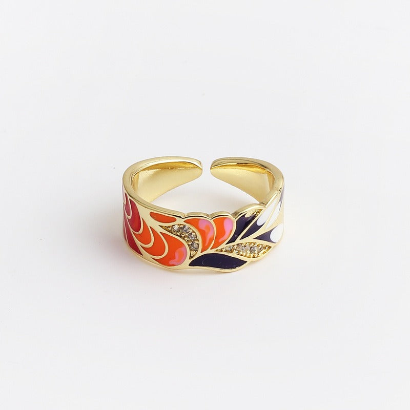 Kamille – Ring Camille Large Blue Leaf Pattern