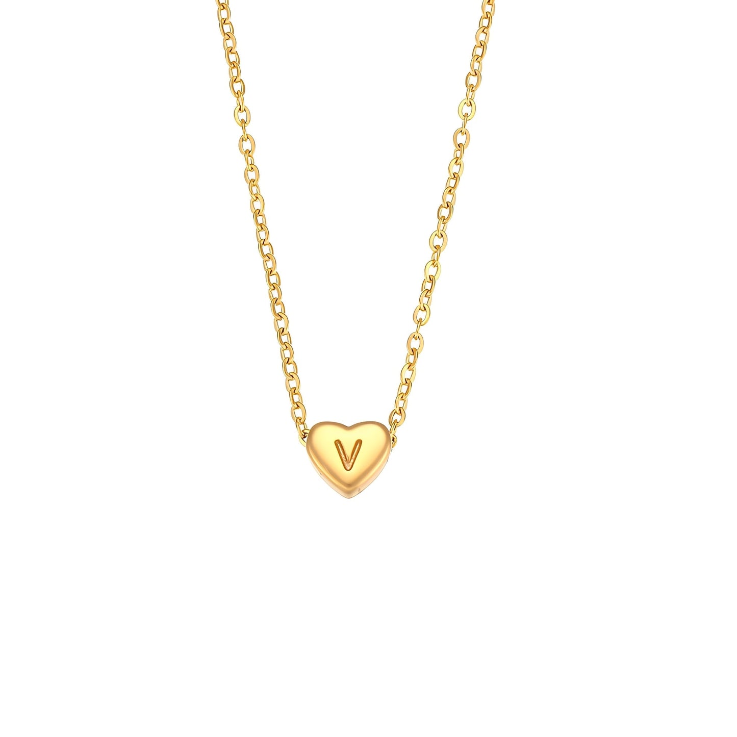 Amora – Heart Initials Necklace in Gold
