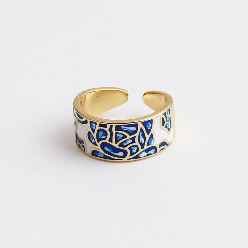 Kamille – Ring Camille Large Blue Leaf Pattern